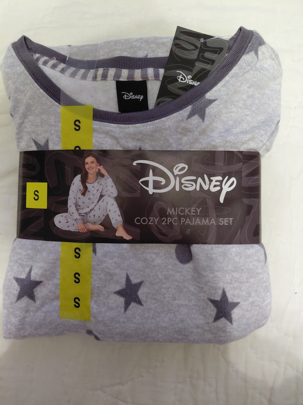 Disney Mickey & Stars Womens 2-Piece Pajama Set Gray NWT - Picture 2 of 5